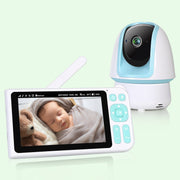 2-Pack 1080p FHD Baby Monitor with 5” Display, 3000ft Range, 2-Way Audio, Night Vision, Lullabies, 5000mAh Battery and Pan Tilt Zoom | B180 Blue