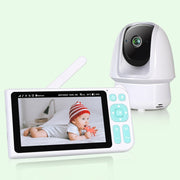 1080p FHD Baby Monitor with 5” Display, 3000ft Range, 2-Way Audio, Night Vision, Lullabies, 5000mAh Battery and Pan Tilt Zoom | B180 White