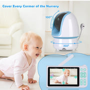 1080p FHD Baby Monitor with 5” Display, 3000ft Range, 2-Way Audio, Night Vision, Lullabies, 5000mAh Battery and Pan Tilt Zoom | B180 Blue