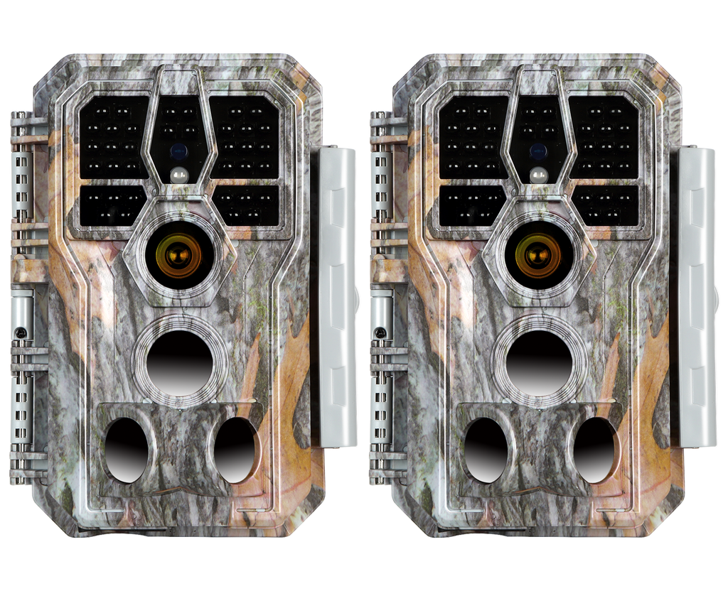 2 Pack A280 Trail Game Deer Cameras 24MP Photo 2304x1296P Full HD Video 100ft Night Vision No Glow 0.1S Trigger Motion Activated Waterproof